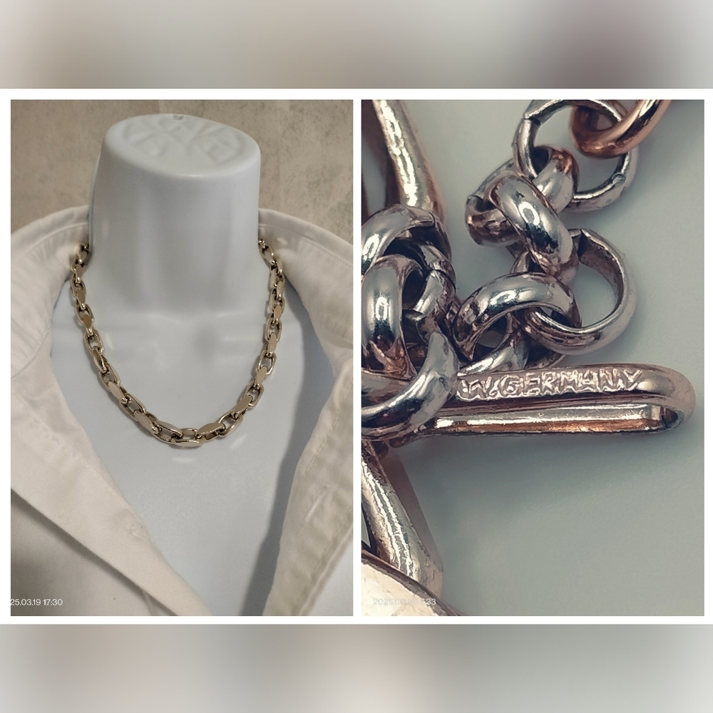 Vintage Germany Eloxal Choker Chain Necklace Beautiful Silver/Gold Finished